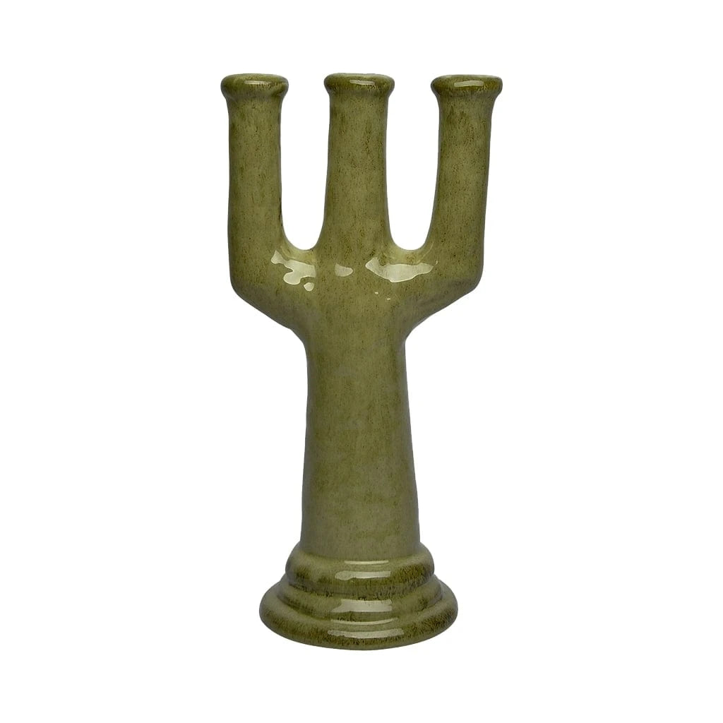 3B Pottery Khaki Candlestick Holder