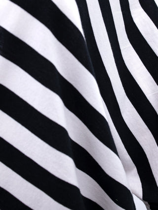 Asymmetric Black and White Striped Top