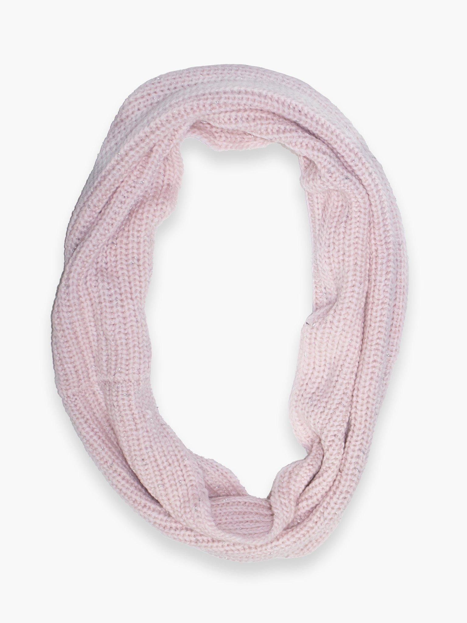 Baby Pink Woolen Scarf Snood with Silver Thread Detailing