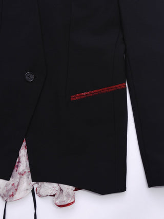 Black Blazer with Corset Back and Contrasting Red and Black Mesh