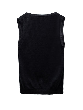 Black Button-Up Knitted Vest