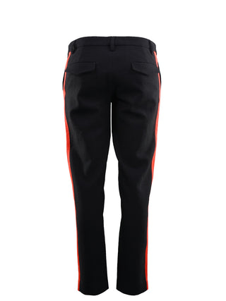 Black Cigarette Trousers with Red Stripe