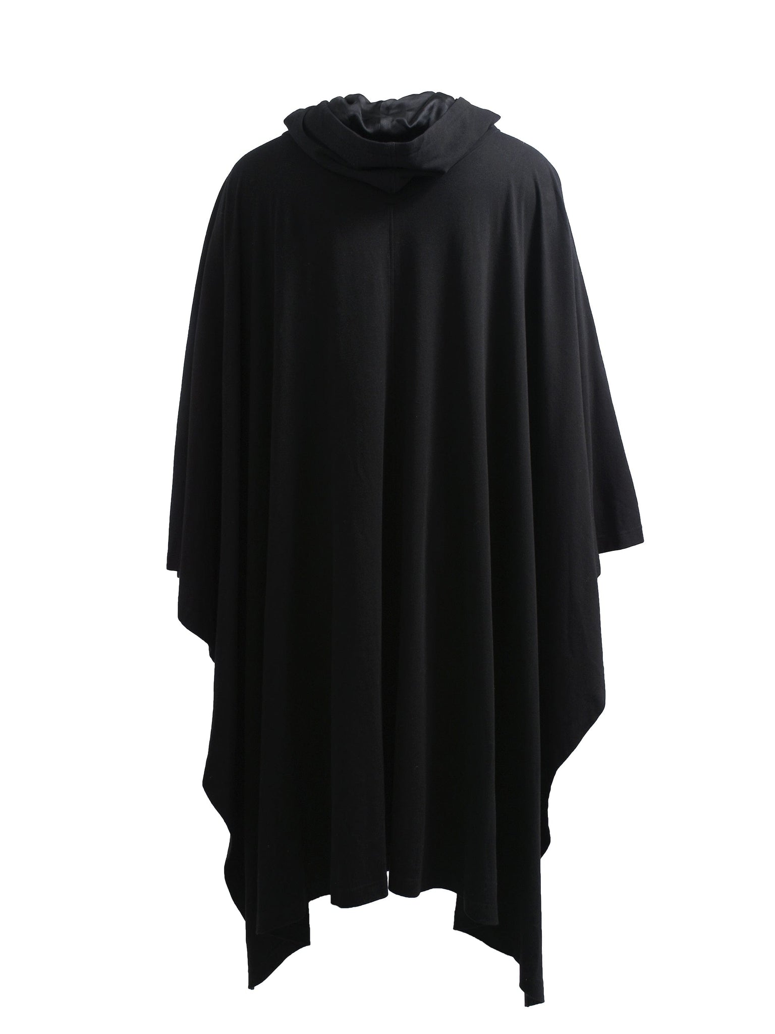 Black Hooded Poncho Sweatshirt with Silver Zip