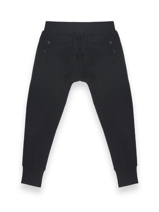 Black Joggers With Ribbed Crotch Detail