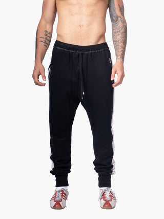 Black Jogging Bottoms With White Stripes