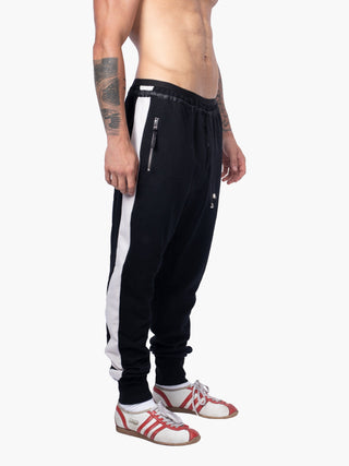 Black Jogging Bottoms With White Stripes