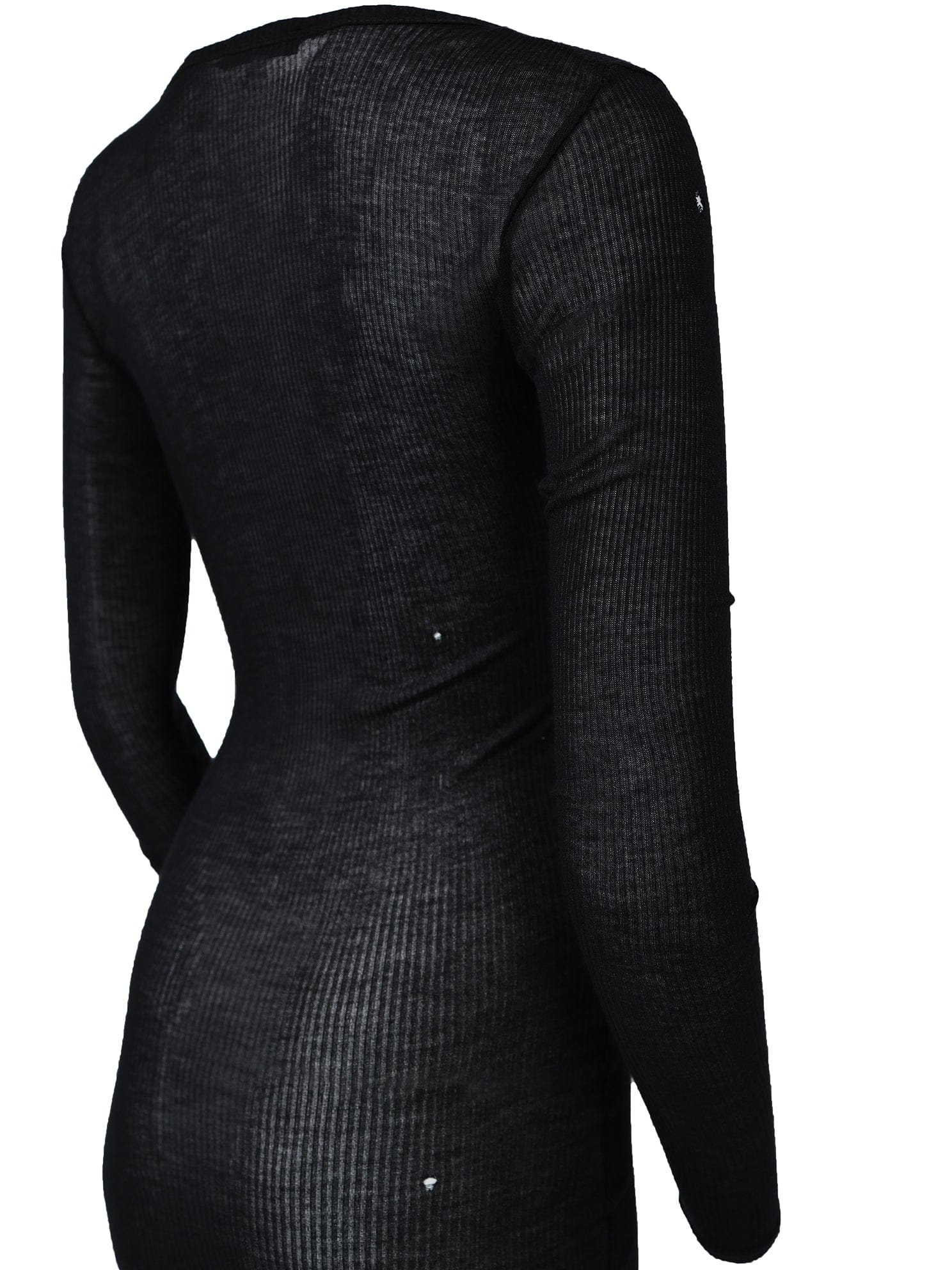 Black Lightweight Long Sleeved Ribbed Dress