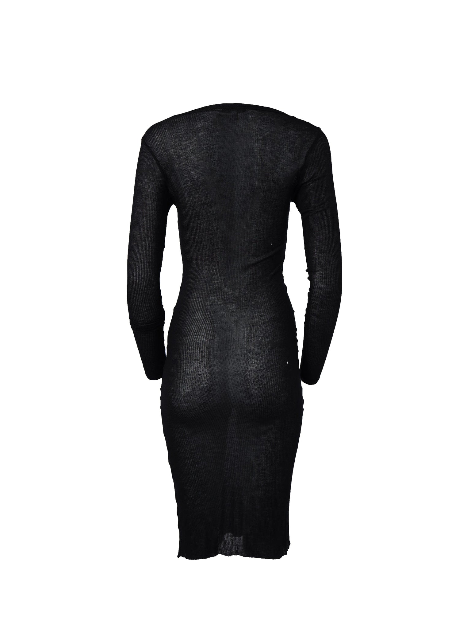 Black Lightweight Long Sleeved Ribbed Dress