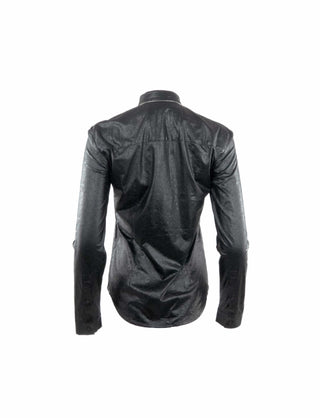 Black Long Sleeved Textured Shirt with Shoulder Zips