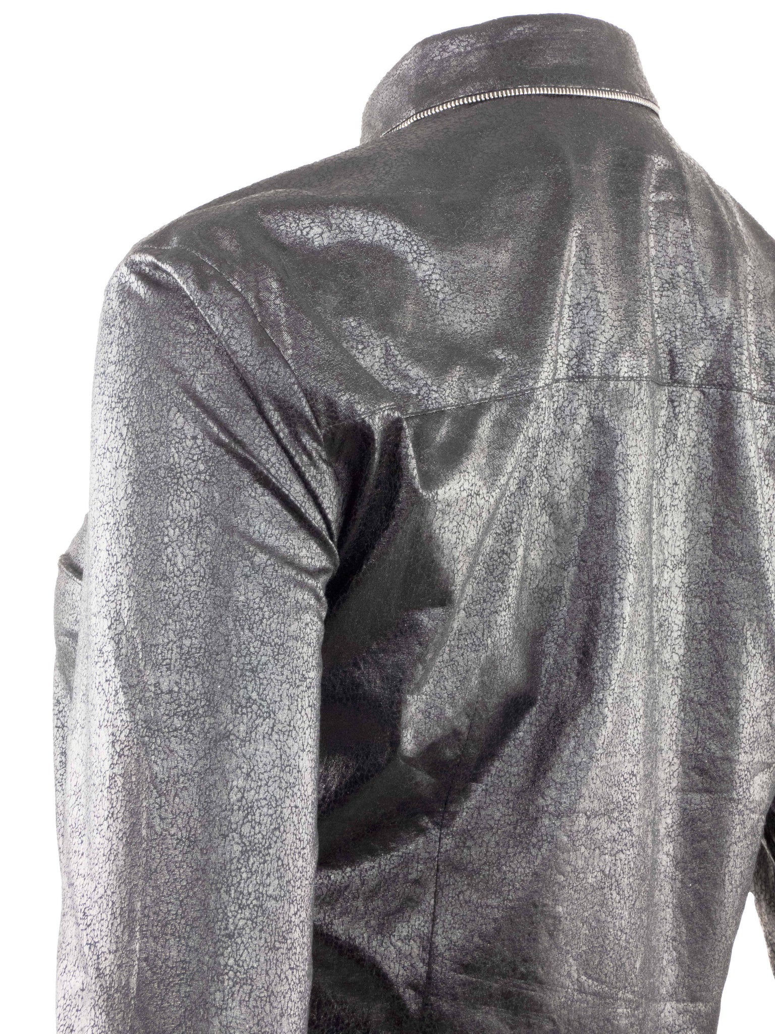 Black Long Sleeved Textured Shirt with Shoulder Zips