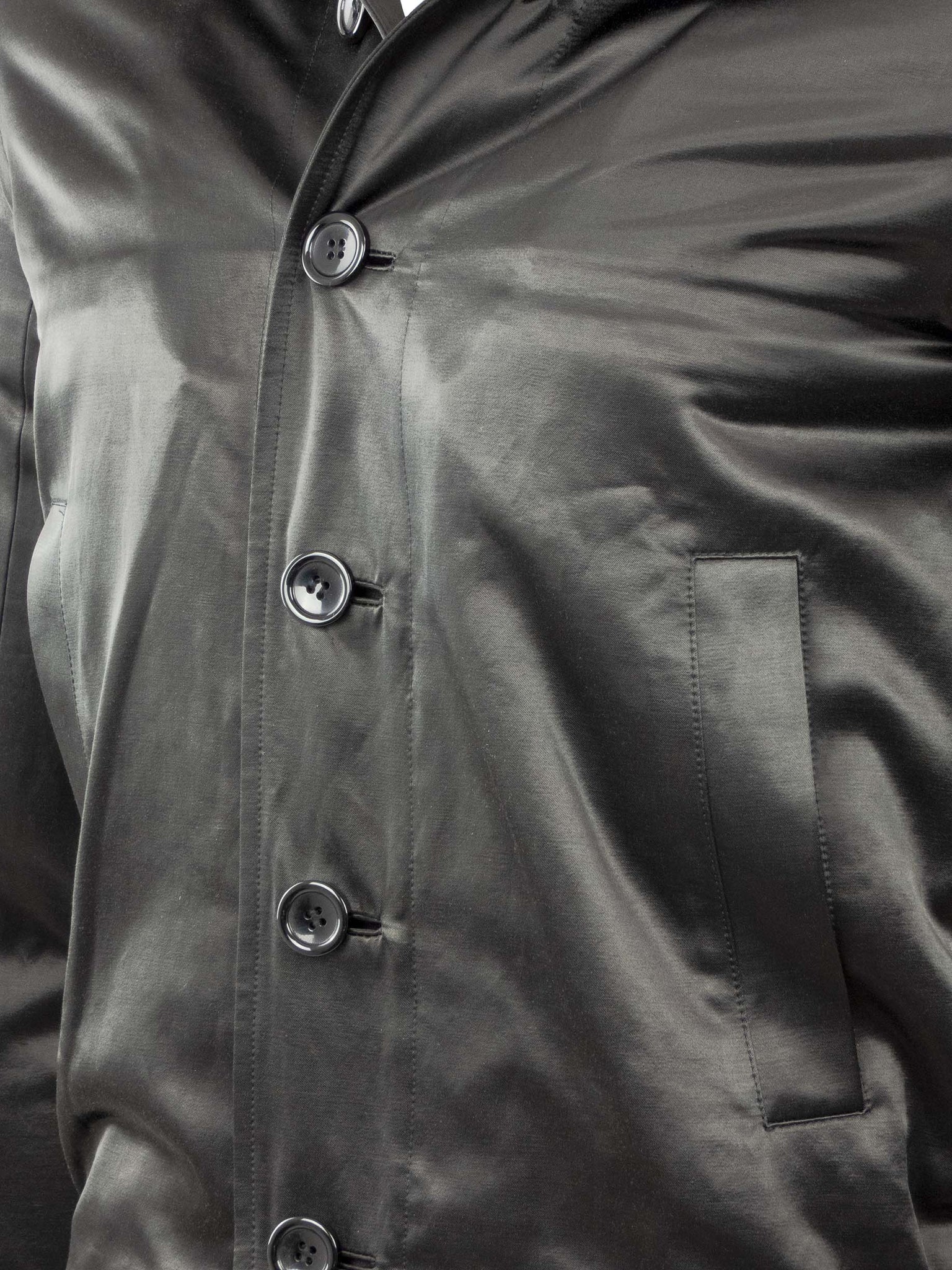 Black Satin Hooded Jacket