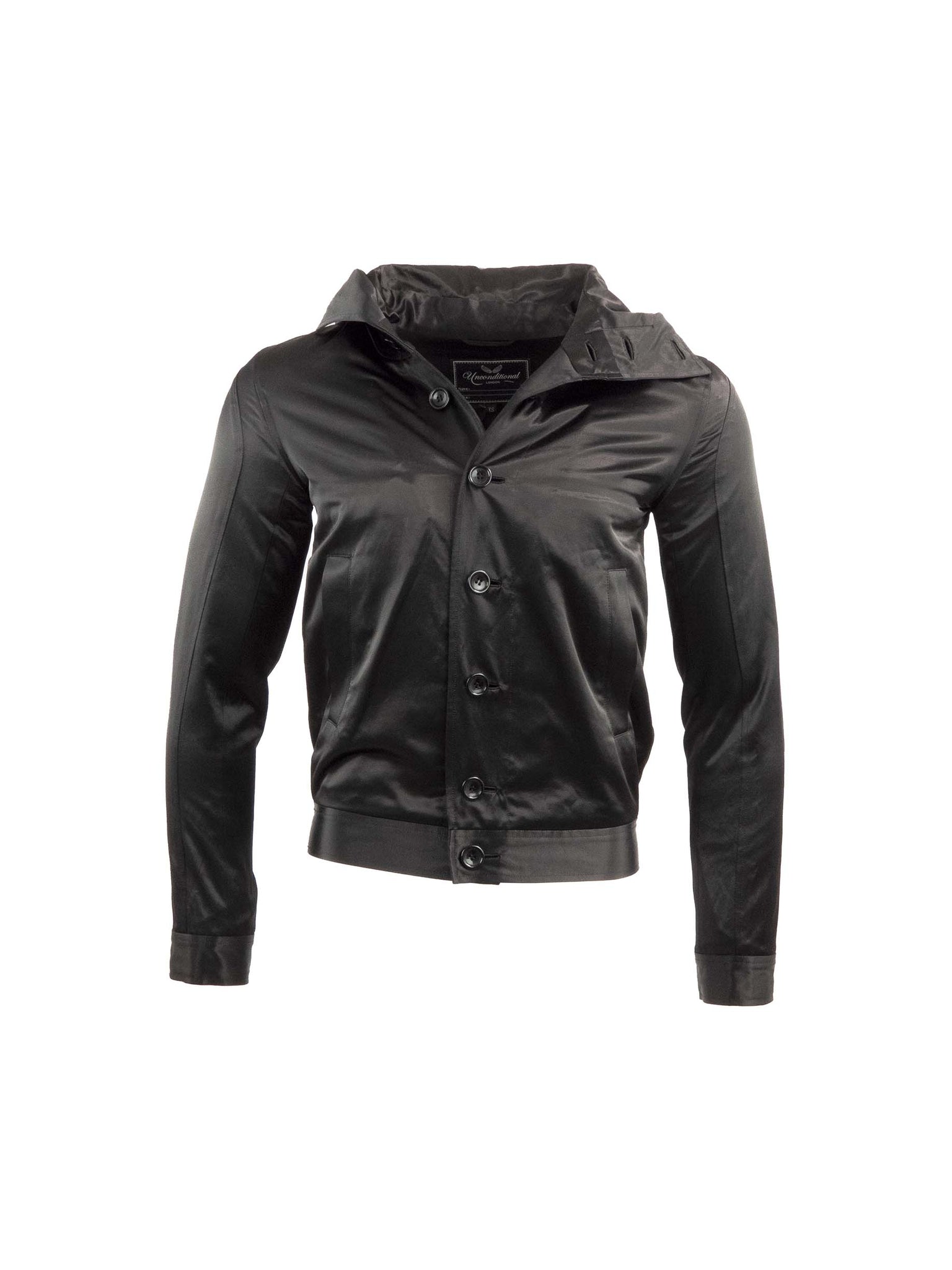 Black Satin Hooded Jacket