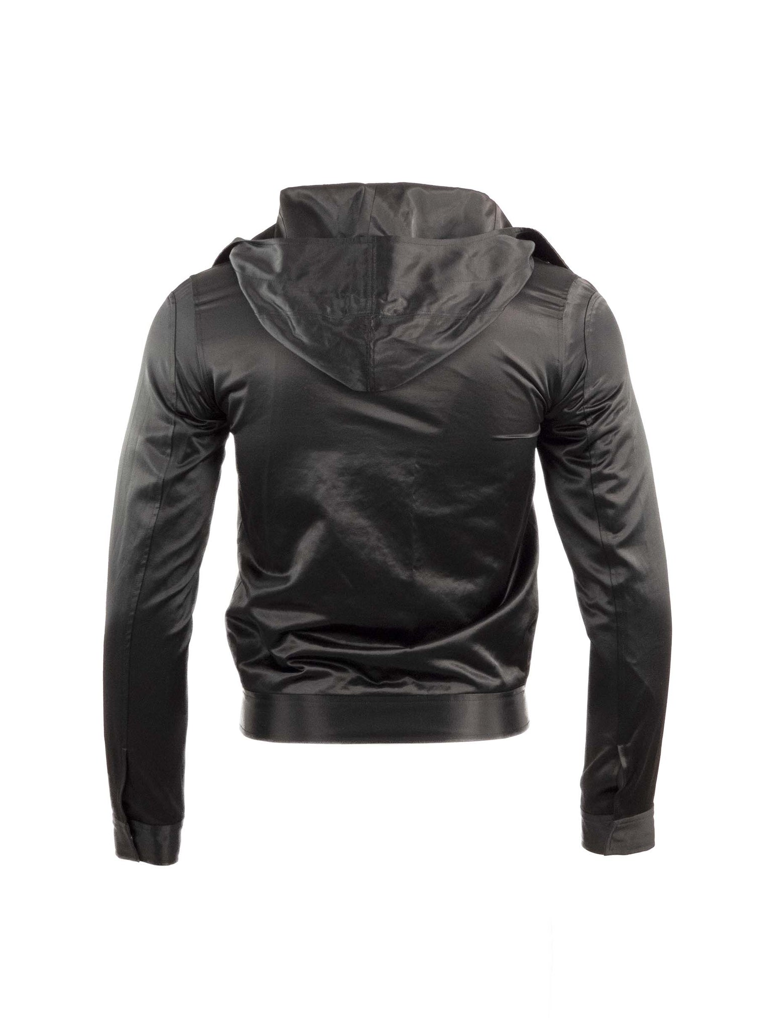 Black Satin Hooded Jacket