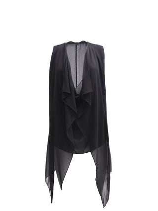 Black Silk Chiffon Sleeveless Blouse