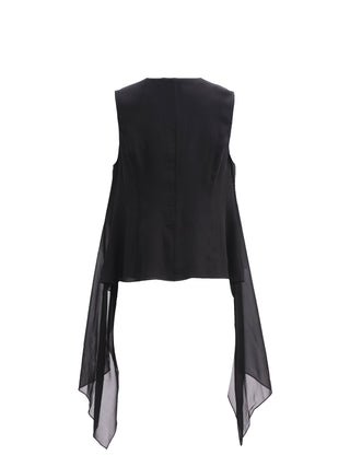 Black Silk Chiffon Sleeveless Blouse