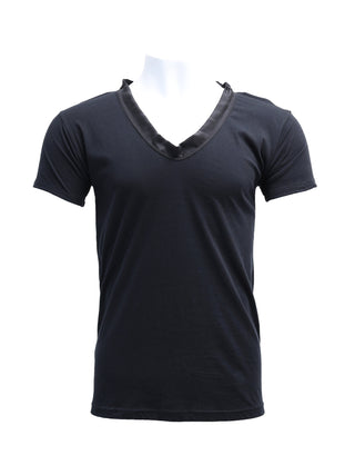 Black T-Shirt with Satin Neck