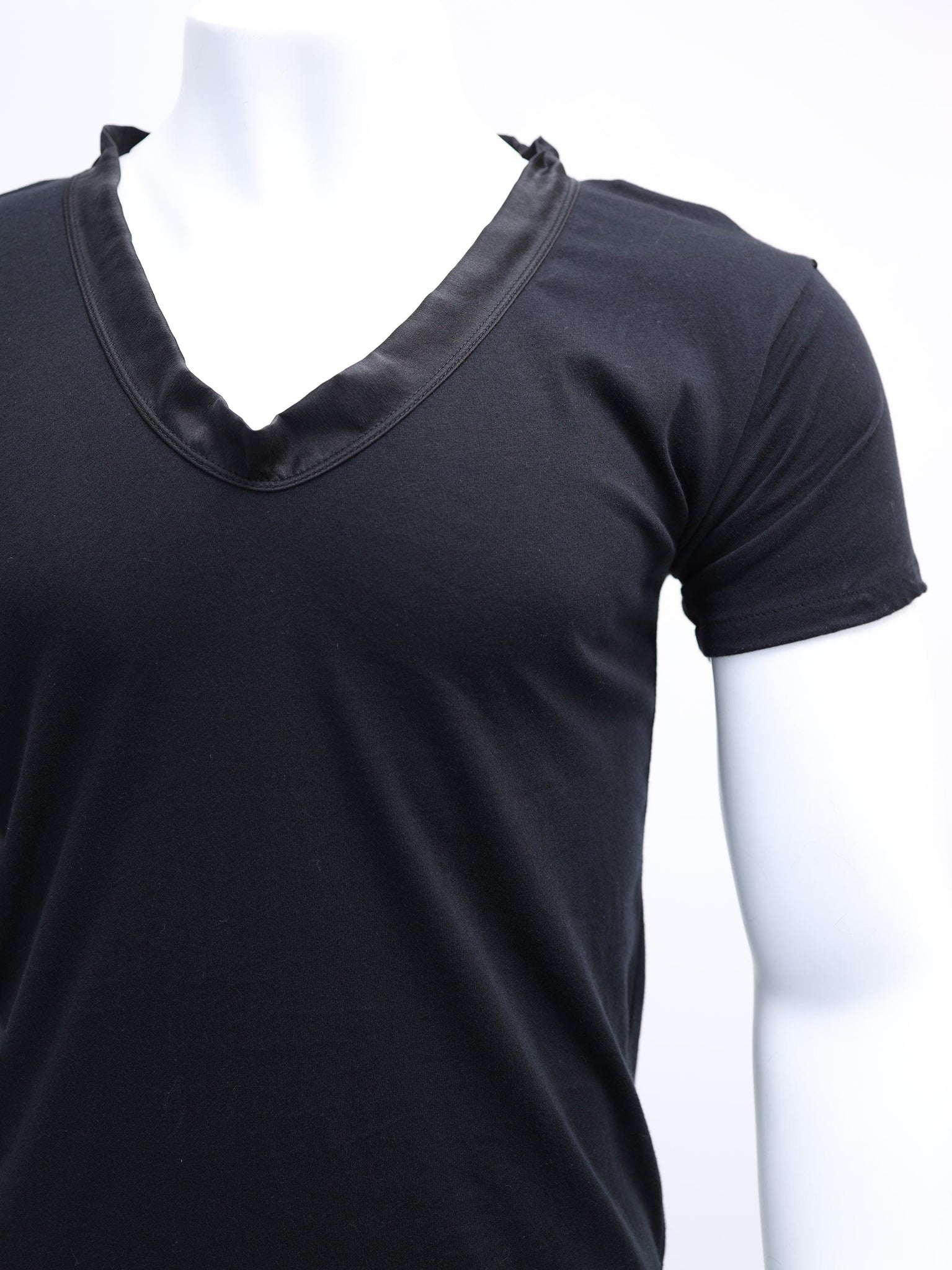 Black T-Shirt with Satin Neck