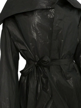 Black Tie Up Rain Coat Jacket