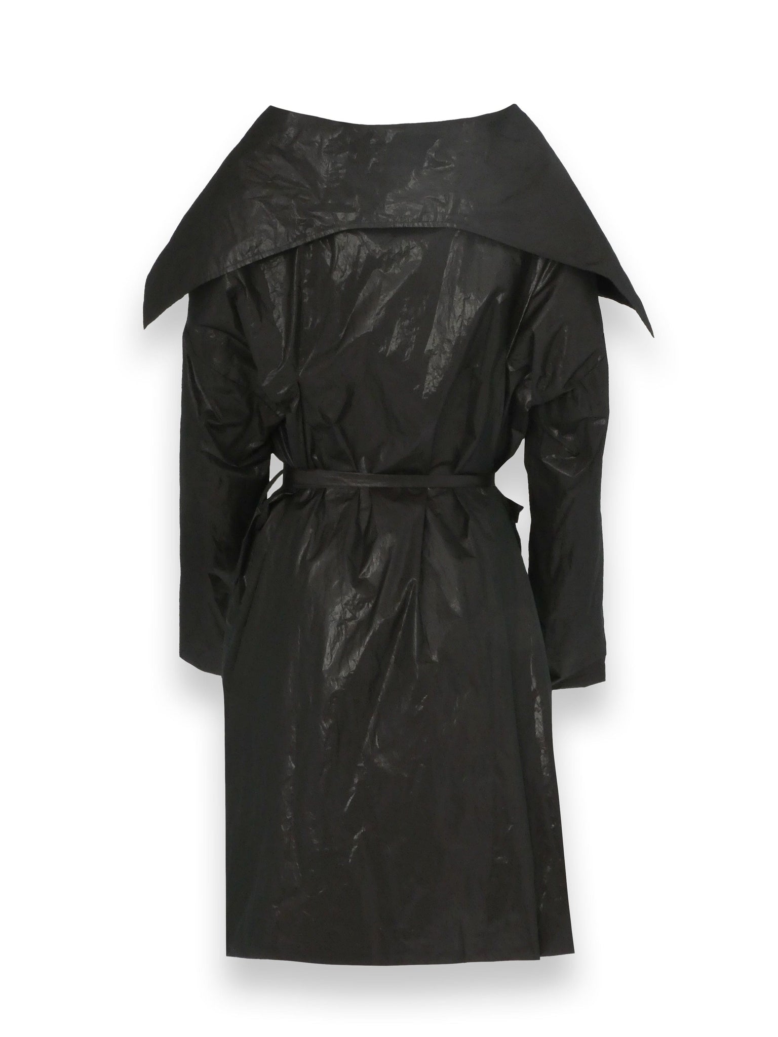 Black Tie Up Rain Coat Jacket