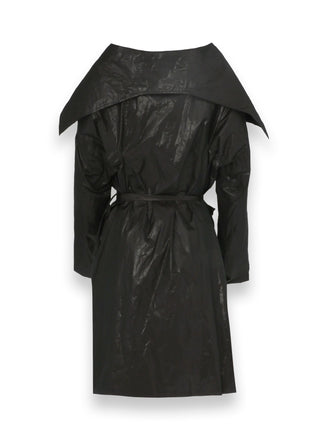 Black Tie Up Rain Coat Jacket