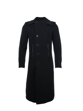 BLACK WOOL LONG OVER COAT