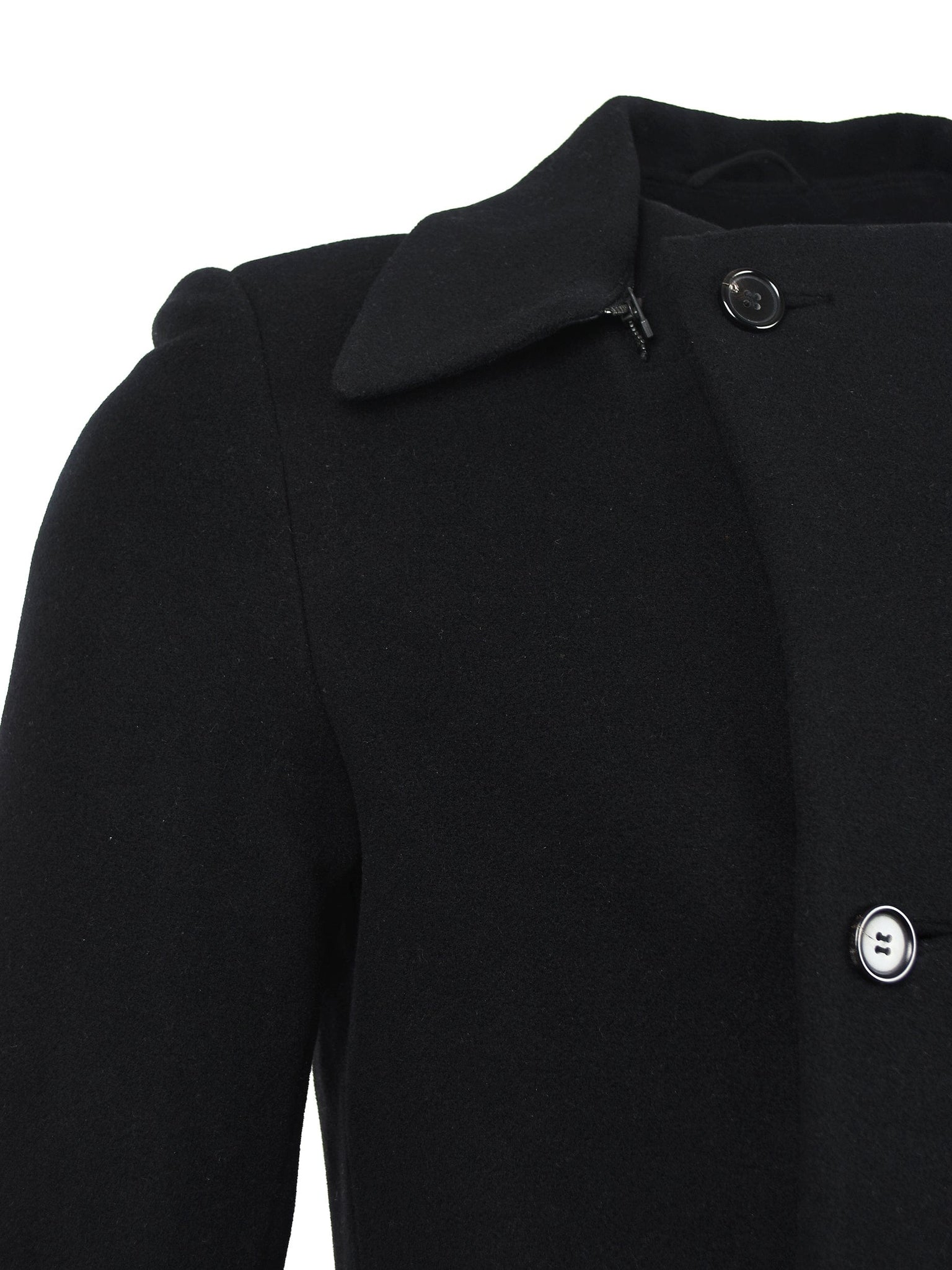 BLACK WOOL LONG OVER COAT