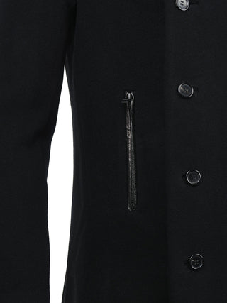 BLACK WOOL LONG OVER COAT