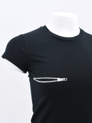 Black Zip Pocket Print T-Shirt