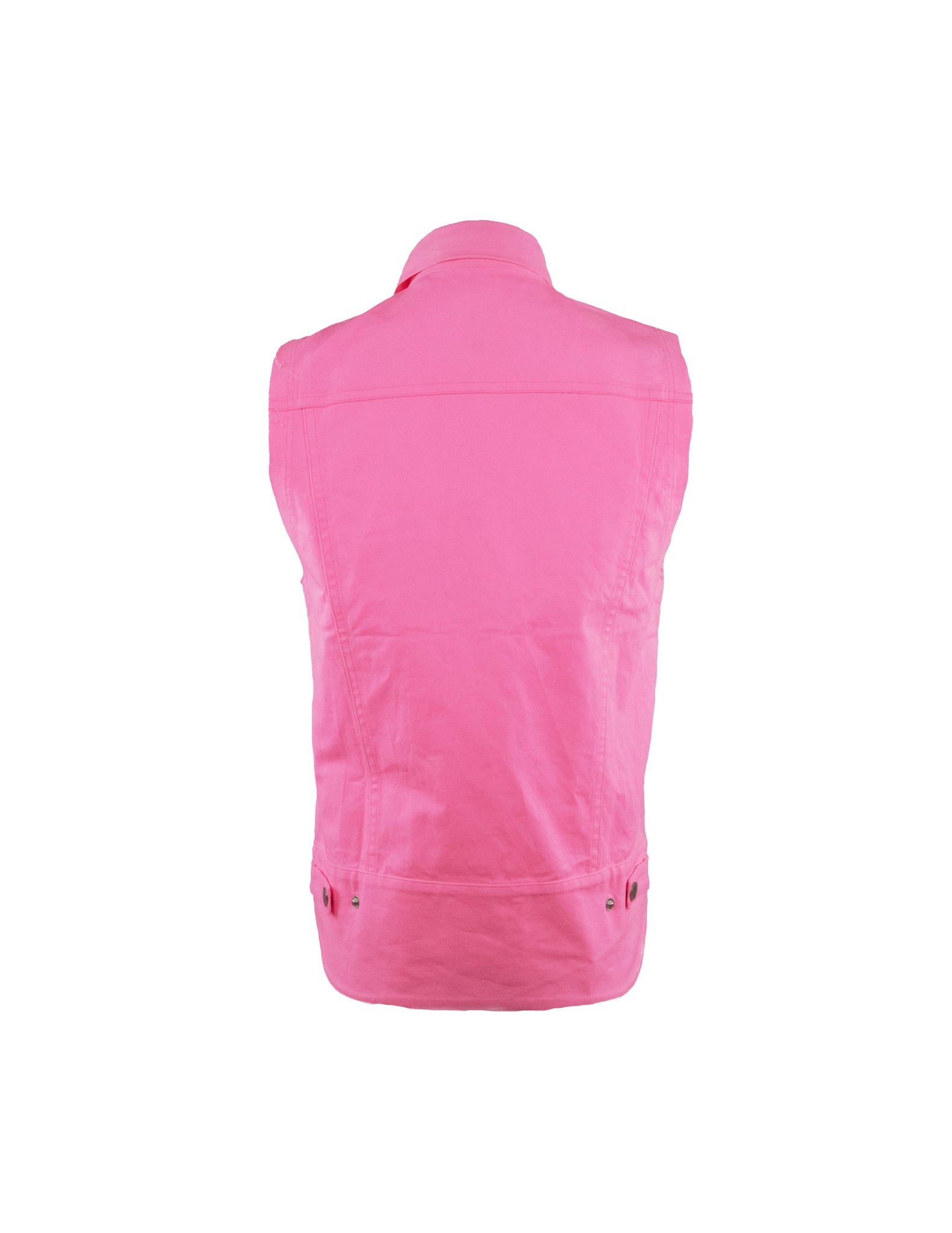 Bright Pink Denim Sleeveless Jacket