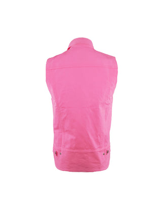 Bright Pink Denim Sleeveless Jacket