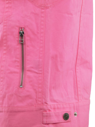 Bright Pink Denim Sleeveless Jacket