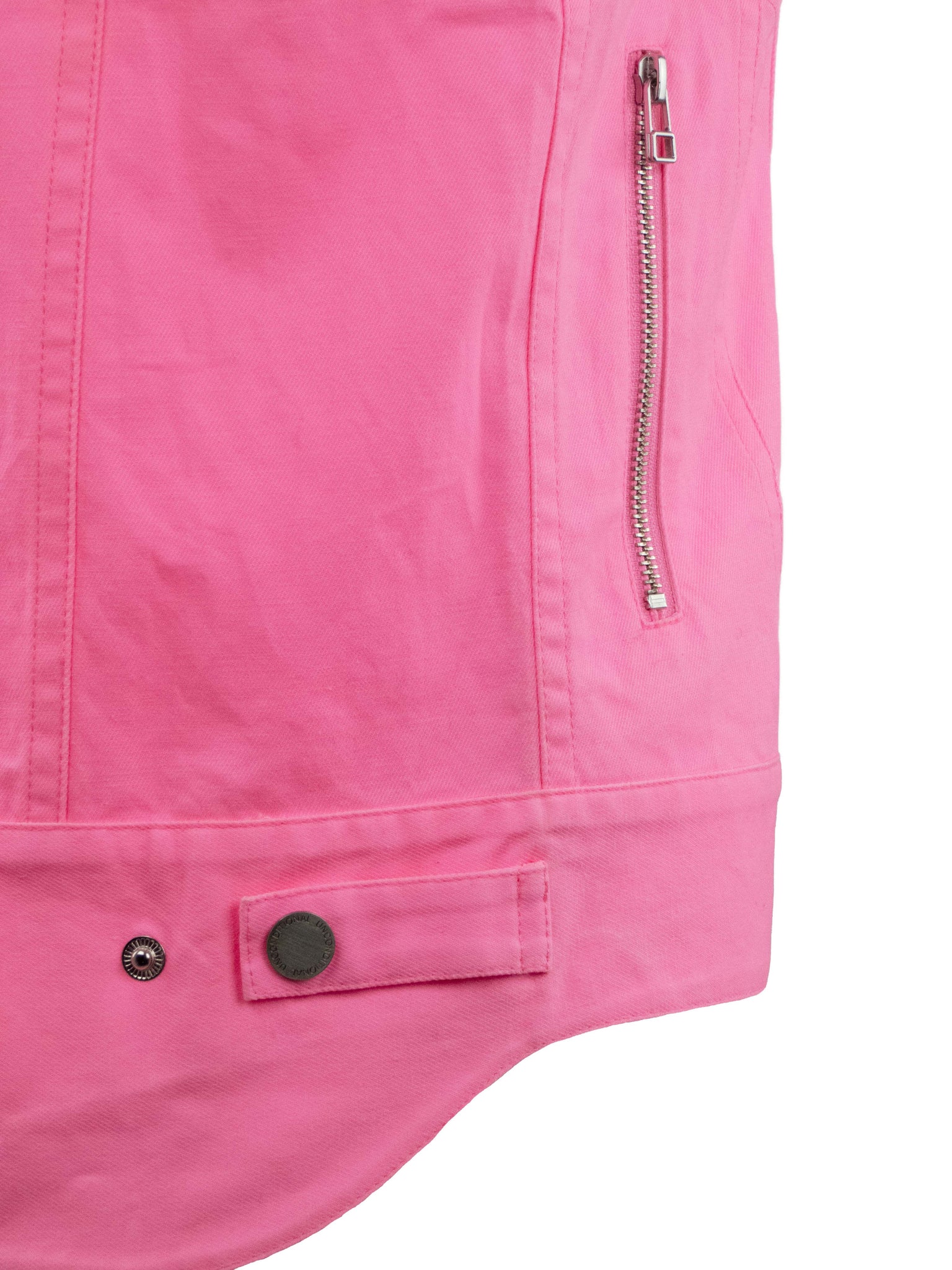 Bright Pink Denim Sleeveless Jacket