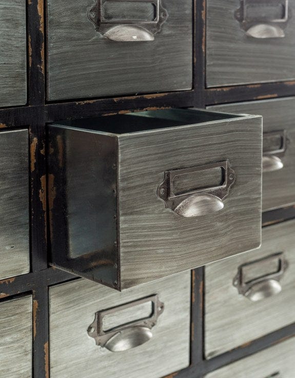 Brushed Steel Multi Drawer Apothecary Cabinet