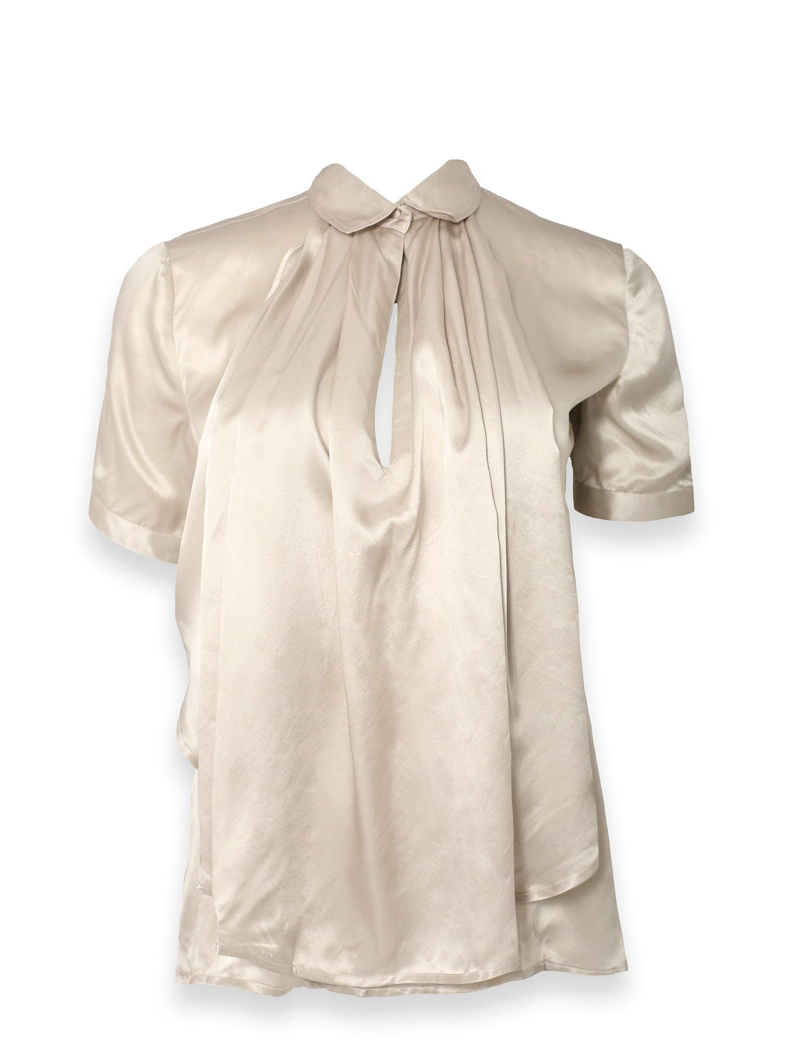 Champagne Silk Blouse with Cut Out Detail