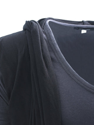 Charcoal and Black Hooded Drape T-Shirt