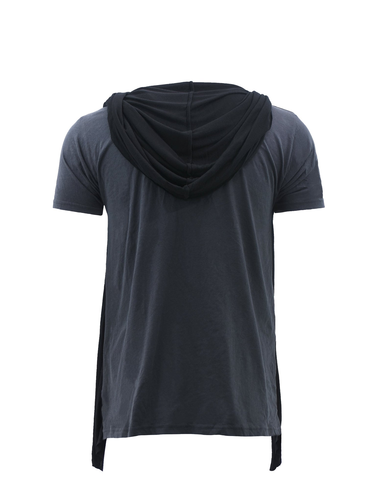 Charcoal and Black Hooded Drape T-Shirt