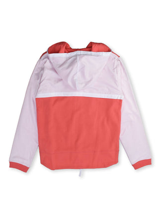 Coral and White Satin Zip-Up Hoodie