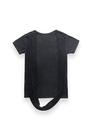 Dark Navy T-Shirt with Black Drape Material Detail