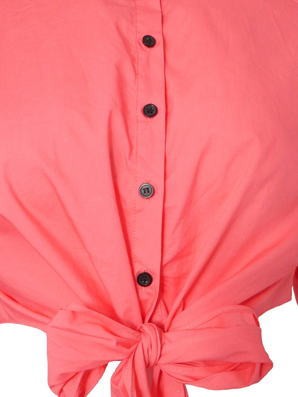 Hot Pink Tie Up Cropped Shirt