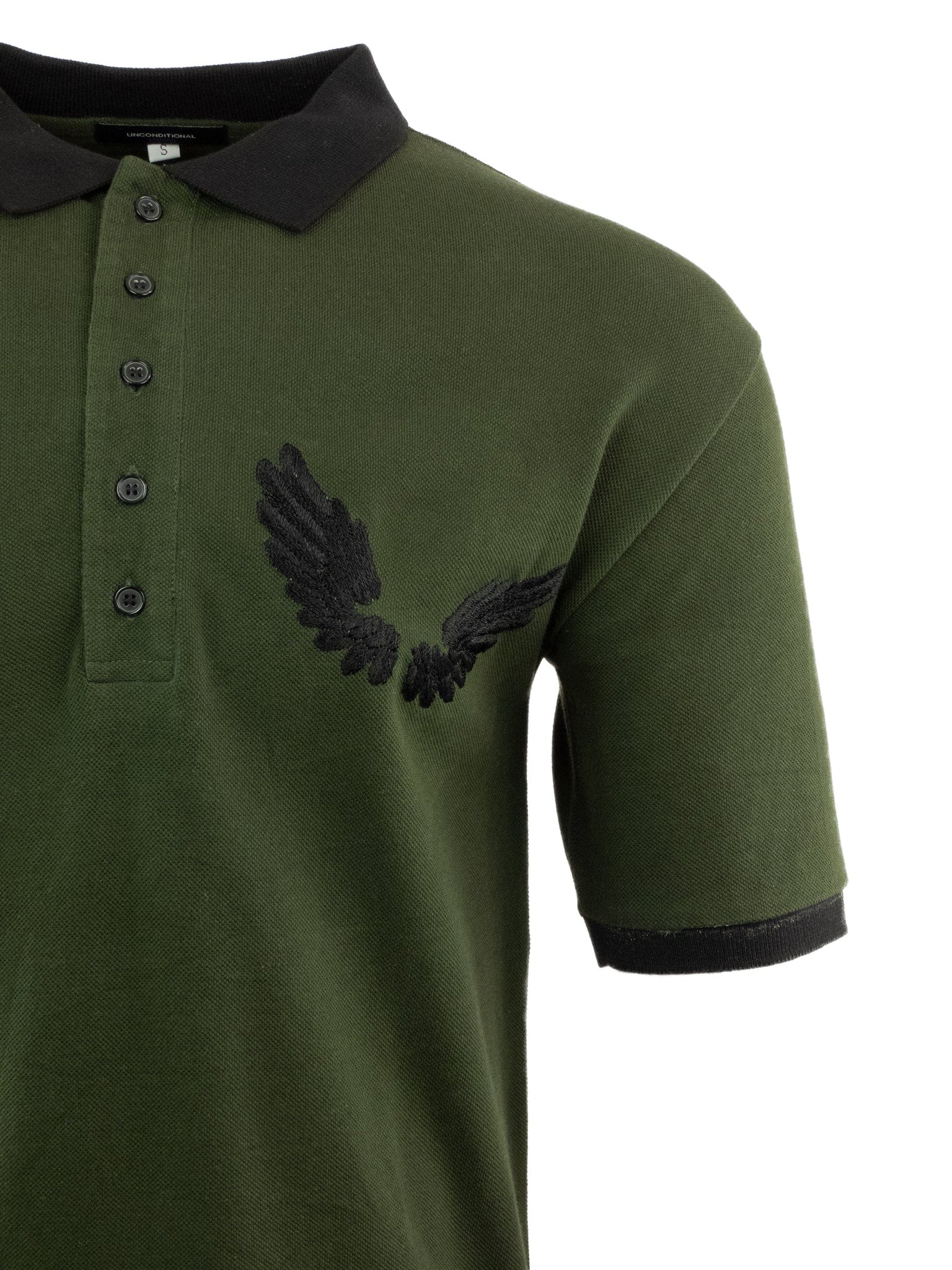 Khaki Embroidered Wings Polo Top