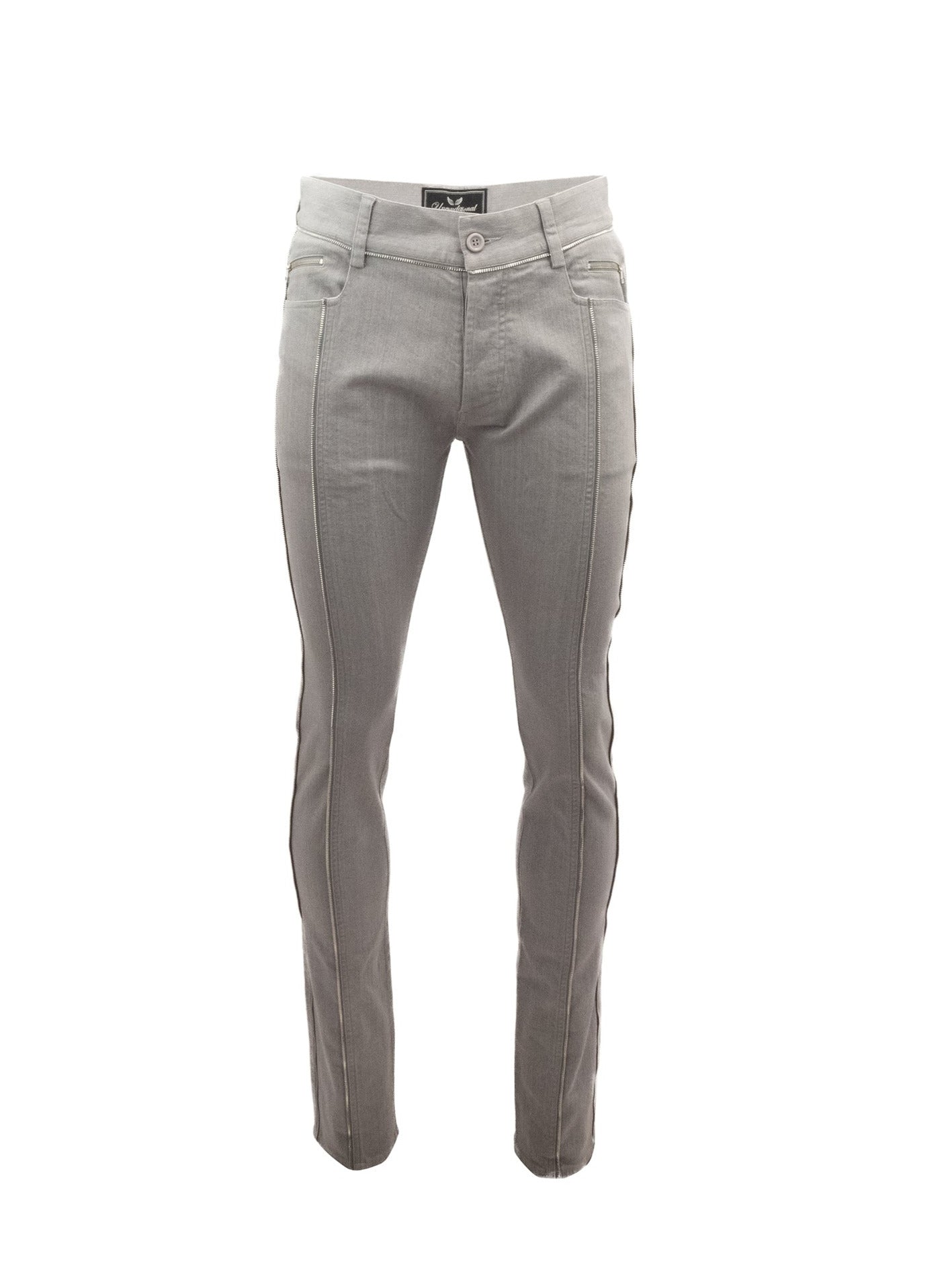 Light Grey Jeans with Silver Zips