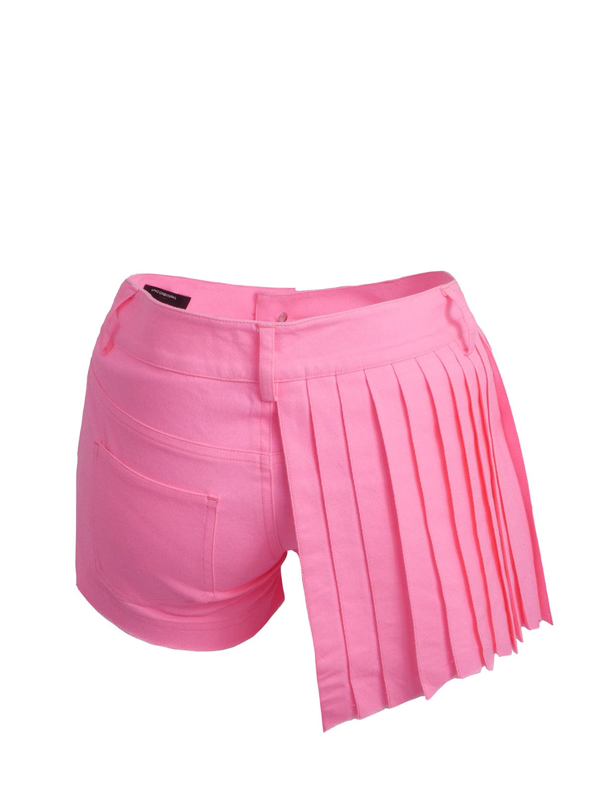 Pink Jeans Shorts with Pleated Detail