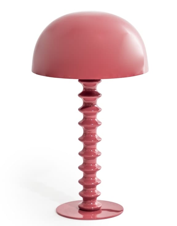 Terracotta Pink Large Ribbed Table Lamp