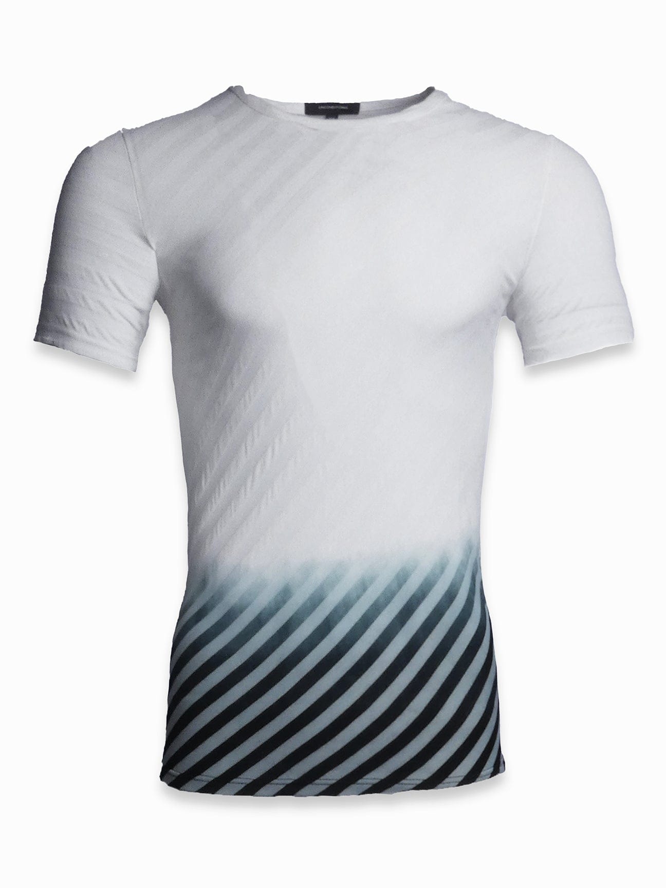 White Blue Striped Gradient Top