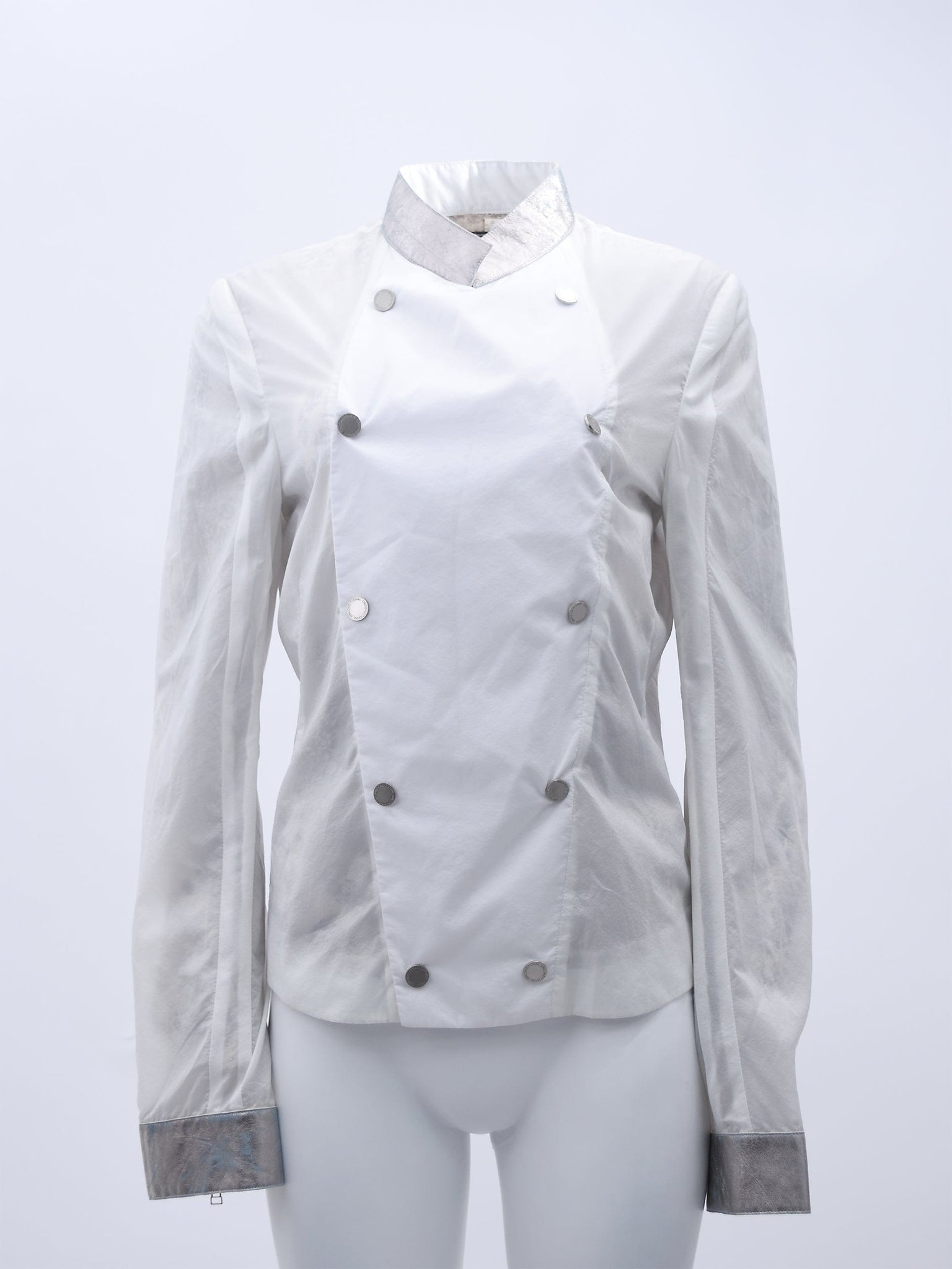 WHITE LEATHER COLLAR SHIRT JACKET