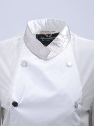 WHITE LEATHER COLLAR SHIRT JACKET