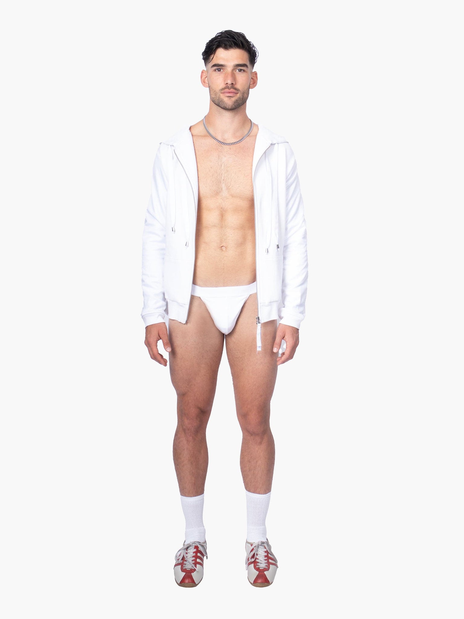 White Satin Sleeved Hoodie