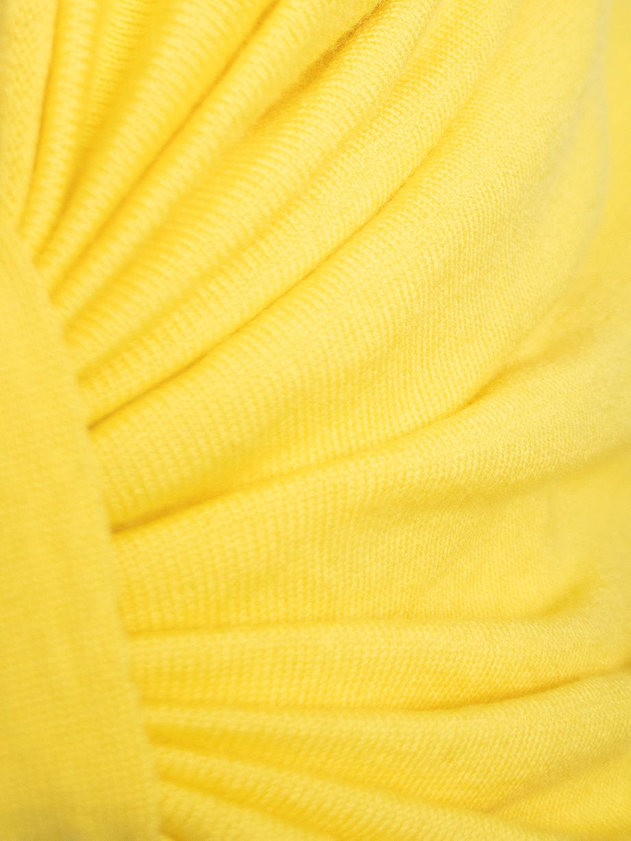 YELLOW ROUCHED SHAWL TOP