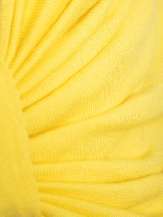 YELLOW ROUCHED SHAWL TOP