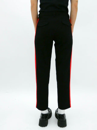 Black Cigarette Trousers with Red Stripe